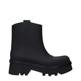 Chlo&eacute; Black Cotton Ankle Womens Boots