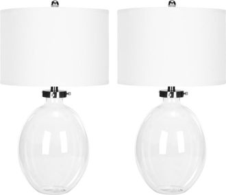 Safavieh Juego de 2 l&aacute;mparas de mesa de cristal con base transparente