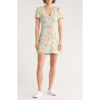 Billabong Such a Flirt Short Sleeve Minidress in Coastal Blue at Nordstrom Rack, Size X-Small