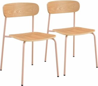 Oviala Lote de 2 sillas de madera rosa