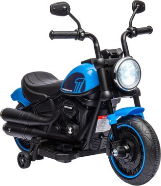 OEM Moto El&eacute;ctrica Para Ni&ntilde;os De 18-36 Meses Con Bater&iacute;a 6v Faro Y Ruedas Auxiliares Desmontables Azul