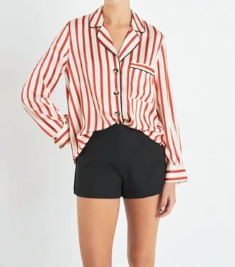English Factory Button Up Shirt In Cream / Burnt Orange