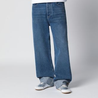 Bottega Veneta Wide-leg cuffed jeans in medium-wash indigo denim