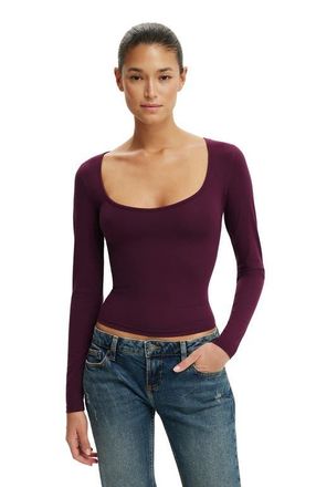 Cotton On Womens Hold Me Long Sleeve in Blackberry Belle at Nordstrom, Size Xx-Small