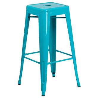 Flash Furniture Commercial Grade 30 High Backless Crystal Teal-Blue Indoor-Outdoor Barstool