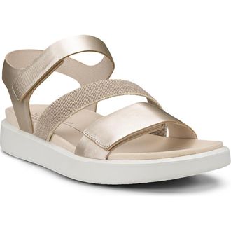 Ecco Flowt 2 Band Sandal in Pure White Gold at Nordstrom Rack, Size 10-10.5Us / 41Eu