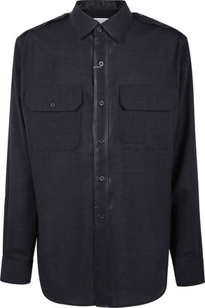 Maison Margiela Shirt met lange mouwen - Heren - Casual Overhemden - Zwart - M - Wol - Overhemden