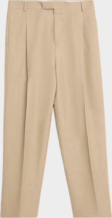 Ferragamo Men & apos;s Linen Blend Straight-Leg Pleated Trousers