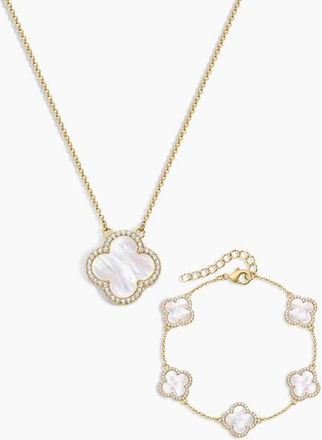 Electric Picks Icon White Clover Bracelet and Necklace - Set of 2 at Nordstrom
