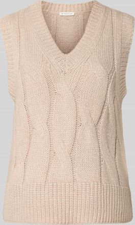 Tom Tailor Regular Fit Pullunder aus Baumwoll-Mix mit Woll-Anteil in Taupe Melange, Größe XXL