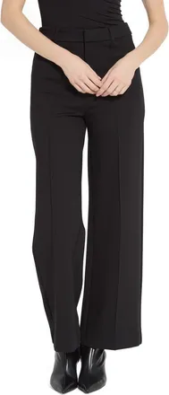 Lyss&eacute; Nadia Zip Front Wide Leg Ponte Trousers in Black at Nordstrom, Size X-Large
