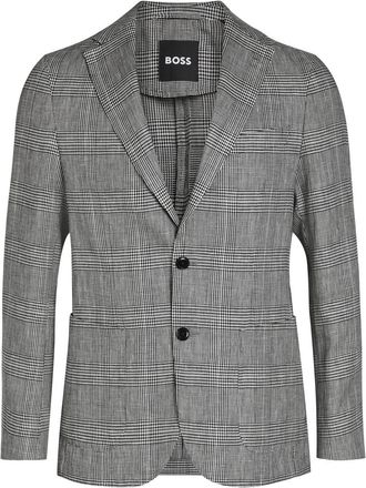 BOSS Boss Hanry Checked Cotton and Linen-wool Blazer - Grey - 52 (IT52 / XL)
