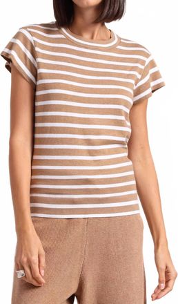 Minnie Rose Striped Cap Sleeve Top In Desert Sand