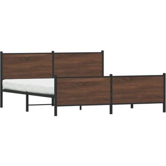vidaXL Vidaxl - Estructura De Cama Sin Colch&oacute;n Metal Roble Marr&oacute;n 200x200 Cm