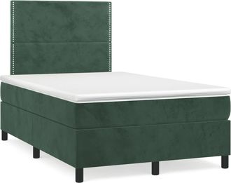 vidaXL Vidaxl - Cama Box Spring Con Colch&oacute;n Terciopelo Verde Oscuro 120x190 Cm