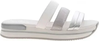 Hogan Womens H257 Leather Sandals In White/silver