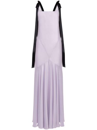 Nina Ricci bow satin maxi dress - Purple