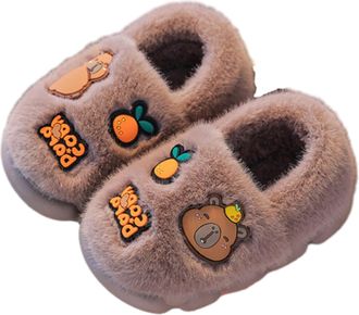 Generic Boys Girls Capybara Plush Slippers, Winter Animal House Slides, Fuzzy Fluffy Shoes for Kids (Bean Upgraded C, M, Little Kid, Women, 12.5, Numeric Rang