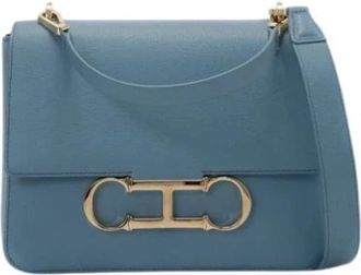 Carolina Herrera Initials Insignia Satchel - Dames - Schoudertassen - Blauw - ONE Size - Katoen - Tassen