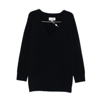 Maison Margiela Maglione con scollo a V e maniche raglan - - Knitwear - Donna - Nero - S