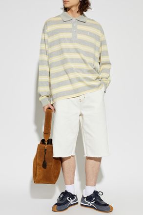 Ami Denim Shorts With A Vintage Effect, Mens, White