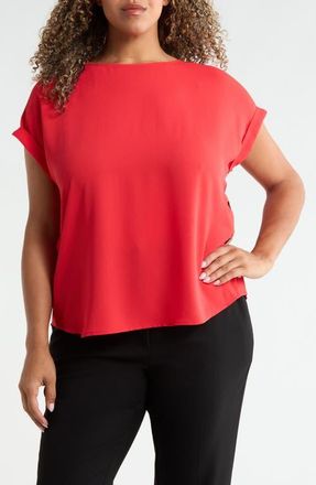 Jones New York Side Button Detail Top in Rouge at Nordstrom, Size 1X