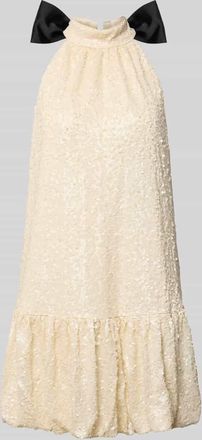 Jake*s Cocktailkleid mit Pailletten und Stehkragen in Beige Melange, Größe 32