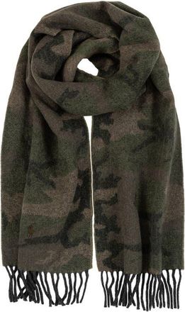 Polo Ralph Lauren Camouflage Jacquard Recycled Wool Blend Scarf in Olive Camo/Brown Pp at Nordstrom