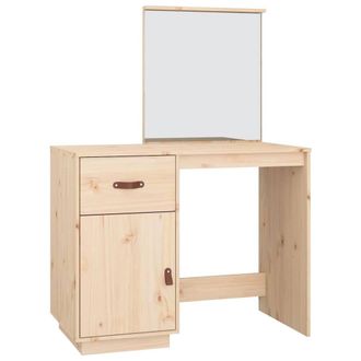 Berkfield Home Cosmetic Desk 95x50x134 cm Solid Wood Pine in Brown | Size: 95 x 50 x 134 cm