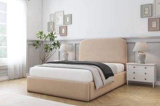 Comfort Beds Diana Plush Bed Frame - 45 Upholstered Headboard in Stone | Size: Single