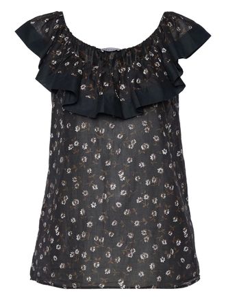 Valentino floral-print top - Black