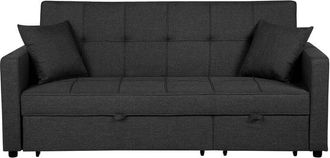 Beliani Sofa Bed 3 Seater GLOMMA Fabric Dark Grey
