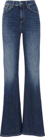 Dondup Blauwe Palazzo Jeans met Riemlussen - Dames - Flared Jeans - Blauw - W26 - Katoen - Jeans