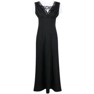 Moschino Stijlvolle Jurk - Dames - Maxi kleedjes - Zwart - M - Katoen - Kleedjes