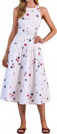 Current Air Star Printed Belted Sleeveless Midi Dress In Multi