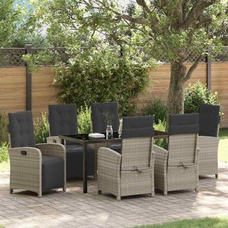 vidaXL Conjunto De Comedor De Jard&iacute;n 7 Pcs Gris Claro Rat&aacute;n Sint&eacute;tico Vidaxl
