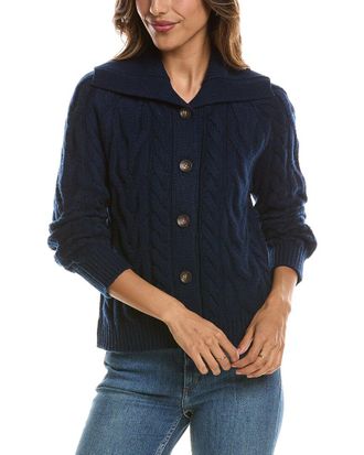 Fort&eacute; Cashmere Luxe Cable Wool & Cashmere-Blend Cardigan