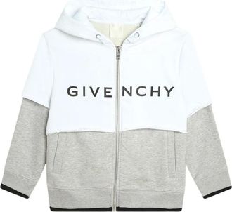 Givenchy Kids Sweatshirts, male, Multicolor, 12 Y, Bicolour Lightweight Full-Zip Hoodie
