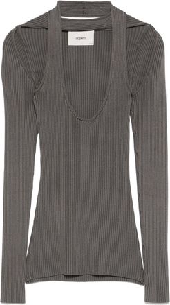Coperni Top a coste con dettaglio cut-out - Grigio