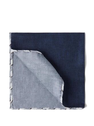 Brunello Cucinelli striped-border silk pocket square - Blue