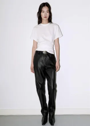 Mango Maglietta cotone increspato bianco - Donna - XS - MANGO
