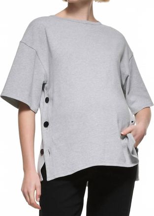 Soon Maternity Luna Button Cotton Top In Grey