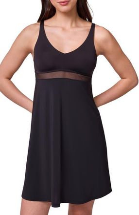 Montelle Intimates Mysa Sheer Mesh Inset Chemise in Black at Nordstrom, Size X-Large