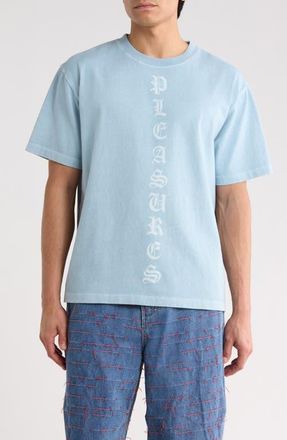 Pleasures Knight Overdye Graphic Logo T-Shirt in Powder Blue at Nordstrom, Size Xx-Large