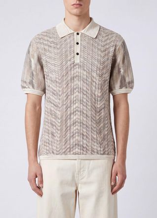 Missoni Polo slim fit in maglia di cotone e viscosa con motivo a zig zag