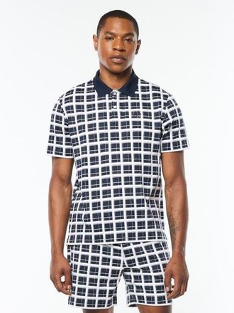 Sergio Tacchini Damarindo Check Polo in Maritime Blue at Nordstrom, Size Xxx-Large