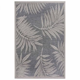 Un amour de tapis Alfombra de exterior 115 x 170 cm, estampado floral natural, gris