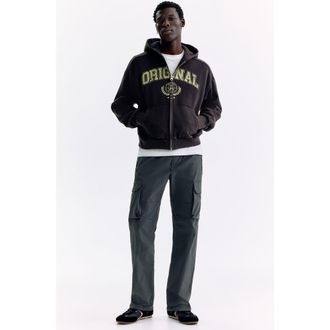 H&M Regular Fit Nylon Cargo Trousers in Dark Gray at Nordstrom, Size X-Large
