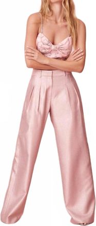 LoveShackFancy Adams Lurex Tailored Pants In Pink