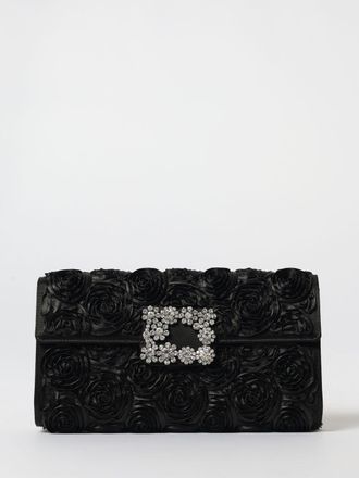Roger Vivier Pochette Efflorescence in raso con rouches e fibbia gioiello